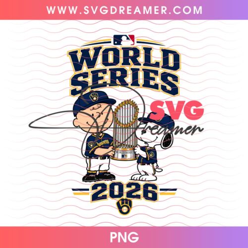 Snoopy And Charlie Brown World Series Brewers 2026 PNG, Milwaukee Brewers Peanuts Cartoon PNG