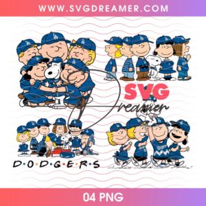 Snoopy Friends Dodgers PNG, Los Angeles Dodgers Peanuts Baseball PNG Design
