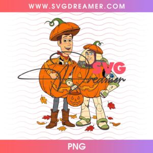 Toy Story Fall And Halloween PNG Design, Woody And Buzz Lightyear Pumpkin Halloween PNG