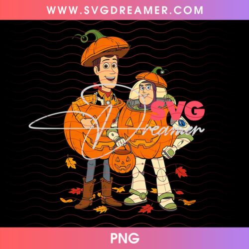 Toy Story Fall And Halloween PNG Design Woody And Buzz Lightyear Pumpkin Halloween PNG 2