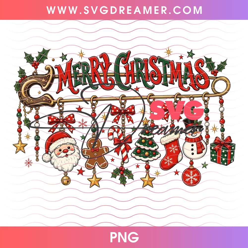 Vintage Merry Christmas Safety Pin Charms PNG, Cute Holiday Santa PNG, Gingerbread And Snowman Clipart Design 2 Vintage Merry Christmas Safety Pin Charms PNG, Cute Holiday Santa PNG, Gingerbread And Snowman Clipart Design