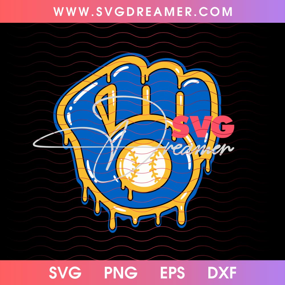 Vintage Milwaukee Brewers Baseball Glove Logo Drip Graphic SVG PNG Files 1 Vintage Milwaukee Brewers Baseball Glove Logo Drip Graphic SVG PNG Files