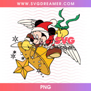 Angel Mickey Mouse Ringing Golden Christmas Bell PNG