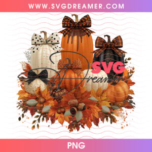 Autumn Harvest Pumpkins Gingham Bow Dried Wheat Maple Leaves PNG, Modern Farmhouse Fall Floral Centerpiece Thanksgiving PNG Shirt Design
