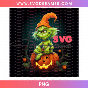 Baby Grinch Sitting On Pumpkin Lantern Tumbler Wrap 20oz PNG