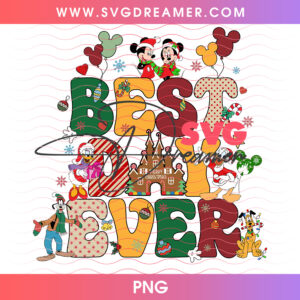 Best Day Ever Disney Christmas Gingerbread Castle PNG, Mickey And Friends Holiday Treats PNG Shirt Design