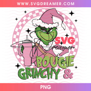Bougie And Grinchy Pink Tumbler Retro Check Png PNG