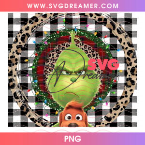 Buffalo Plaid Circle Grinch And Max Tumbler Wrap 20oz PNG