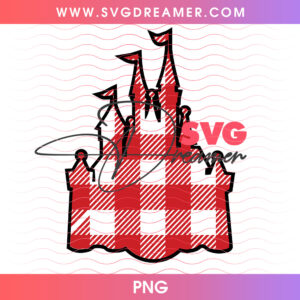 Buffalo Plaid Pattern Disney Castle Winter Holiday PNG