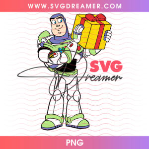 Buzz Lightyear Carrying Giant Holiday Present PNG, Space Ranger Christmas Gift Delivery PNG Shirt Design