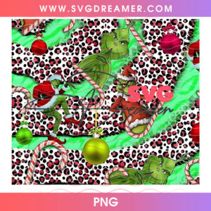 Cheetah Leopard Fur Grinch Holiday Tumbler Wrap 20oz PNG