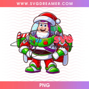 Chibi Buzz Lightyear Santa Outfit Space Ranger PNG, Cute Toy Story Holiday Astronaut PNG Shirt Design