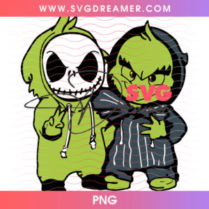 Chibi Jack Skellington And Grinch Best Friends PNG, Nightmare Before Christmas Whoville Duo PNG Shirt Design