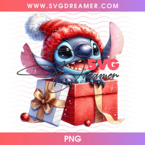 Christmas Stitch Popping Out Of Gift Box PNG, Adorable Baby Alien Holiday Surprise Present PNG Shirt Design