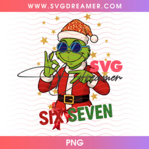 Cool Grinch Sunglasses Santa Hat Christmas Six Seven PNG