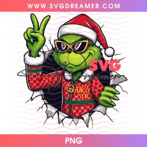 Cool Grinch Tearing Through Paper With Shades Png PNG