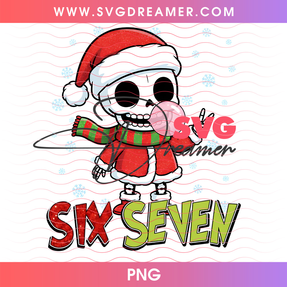 Cute Bubblegum Skeleton Santa Christmas Six Seven PNG 2 Cute Bubblegum Skeleton Santa Christmas Six Seven PNG