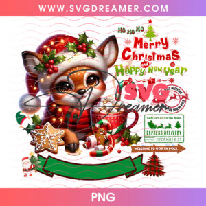 Cute Kitten Santa Hat Hot Cocoa Cup Tag Png PNG