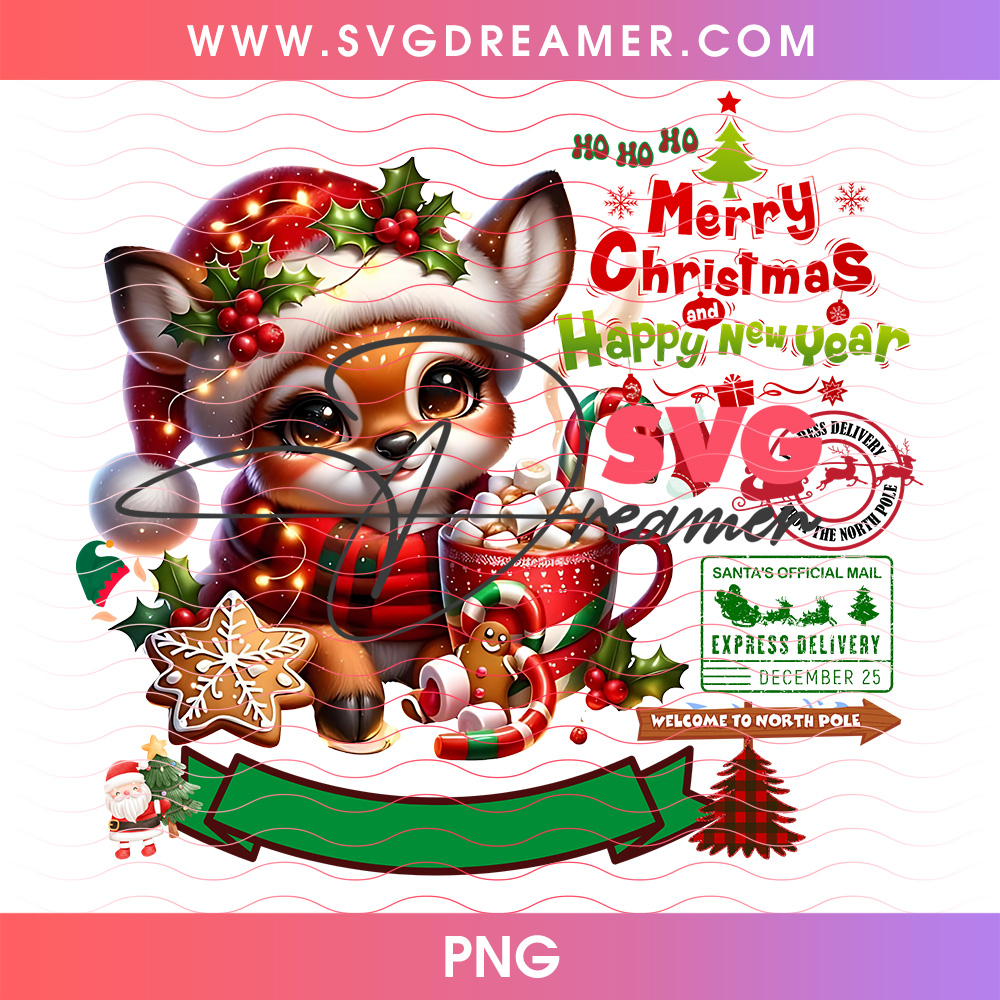 Cute Kitten Santa Hat Hot Cocoa Cup Tag Png PNG 2 Cute Kitten Santa Hat Hot Cocoa Cup Tag Png PNG