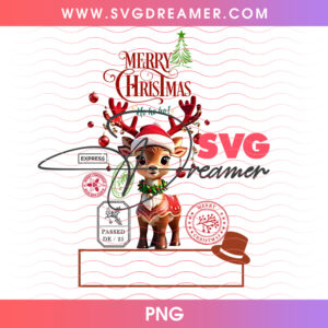 Cute Reindeer Fawn Wearing Santa Hat Ho Ho Ho Png PNG