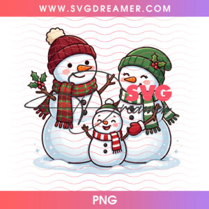 Cute Snowman Family Trio Parents And Baby Holiday Winter PNG, Heartwarming Christmas Family PNG Shirt Design