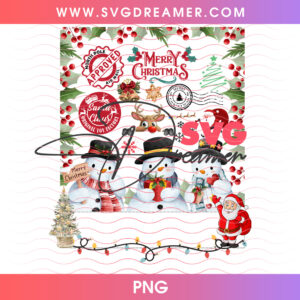 Cute Snowmen Family Holly Berry Christmas Tag Png PNG