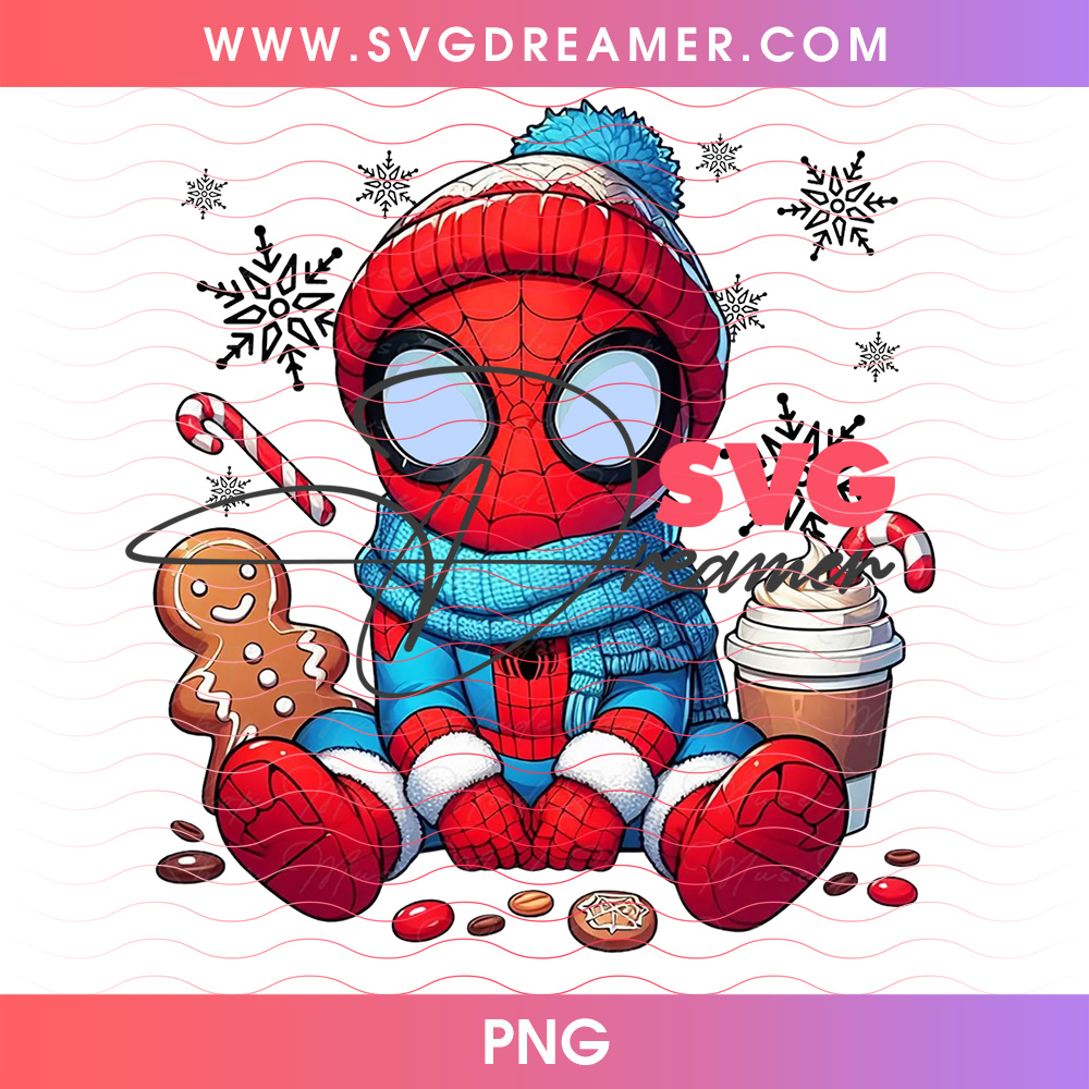 Cute Winter Spider-Man In Knitted Beanie And Scarf PNG, Marvel Superhero Cozy Snowman Gingerbread PNG Shirt Design 2 Cute Winter Spider-Man In Knitted Beanie And Scarf PNG, Marvel Superhero Cozy Snowman Gingerbread PNG Shirt Design