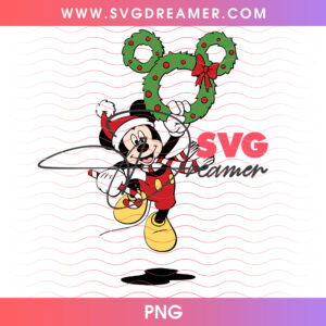 Dancing Mickey Mouse Santa Mickey Ears Christmas Wreath PNG