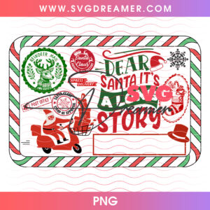 Dear Santa Its A Long Story Red Scooter Postcard Png PNG
