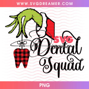 Dental Squad Grinch Hand Plaid Tooth Ornament Png PNG