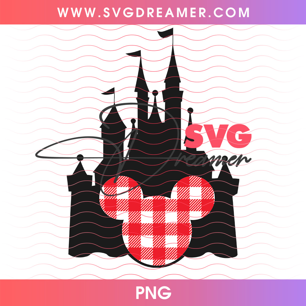 Disney Castle Red Buffalo Plaid Mickey Head Christmas PNG 2 Disney Castle Red Buffalo Plaid Mickey Head Christmas PNG
