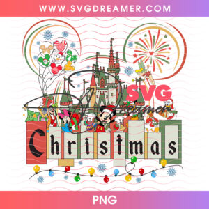 Disney Christmas Castle Fireworks Mickey Squad Holiday PNG