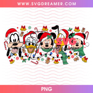 Disney Christmas Mickey And Friends PNG, Christmas Santa Hat Gang Holiday PNG Shirt Design