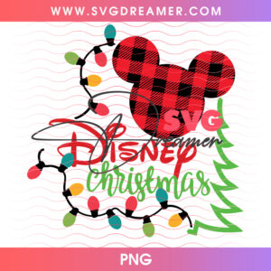 Disney Christmas Plaid Mickey Head Tree Lights Holiday PNG