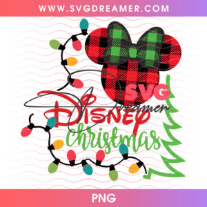 Disney Christmas Plaid Minnie Head Glowing Lights Tree PNG