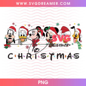 Disney Friends Christmas Holiday String Lights PNG, Retro Gang Peeking Characters Festive Vacation PNG Shirt Design