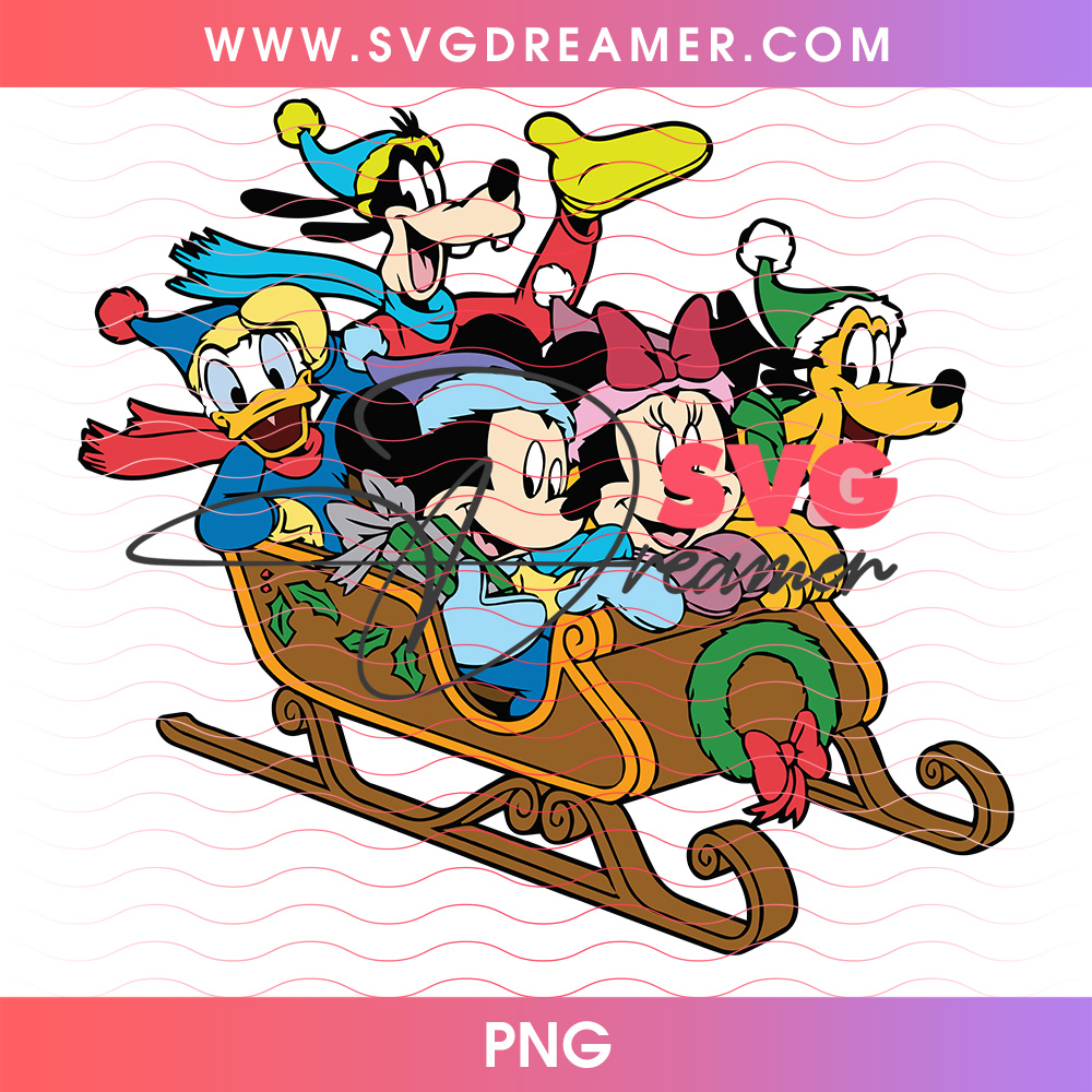 Disney Friends Sleigh Ride Mickey Minnie Goofy Pluto PNG 2 Disney Friends Sleigh Ride Mickey Minnie Goofy Pluto PNG
