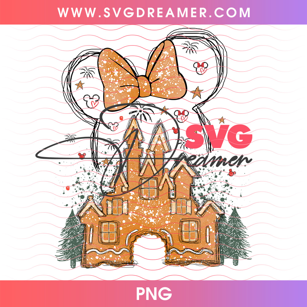 Disney Gingerbread Castle Gold Bow Fireworks Holiday PNG 2 Disney Gingerbread Castle Gold Bow Fireworks Holiday PNG
