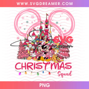 Disney Pink Christmas Squad Castle Holiday PNG, Mickey Mouse Pink Christmas Squad PNG Shirt Design