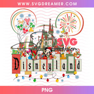 Disneyland Castle Fireworks Mickey And Friends Christmas PNG