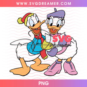 Donald And Daisy Duck Christmas Caroling Duet PNG
