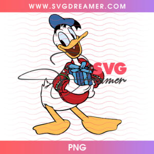 Donald Duck Cozy Christmas Holiday Sweater Gift Box PNG