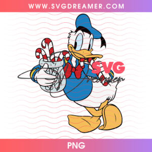 Donald Duck Enjoying Jar Of Peppermint Candy Canes PNG
