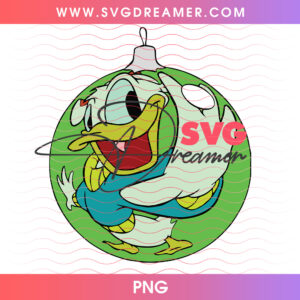 Donald Duck Inside Green Christmas Bauble Ornament PNG