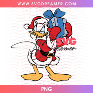 Donald Duck Santa Claus Carrying Christmas Present PNG