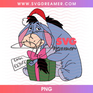 Eeyore Gift Box From Eeyore Christmas Present PNG, Cute Eeyore Holiday Gift Tag PNG Shirt Design