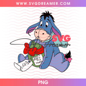 Eeyore With Red Christmas Present Dont Open Til Xmas PNG, Sweet Hundred Acre Wood Winter PNG Shirt Design