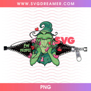 Ew People Grinch Face Zipper Holding Ornament Tag Png PNG