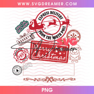 Express Delivery From The North Pole Santa Sack Png PNG