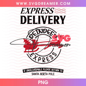 Express Delivery Reindeer Express Santa Sleigh Badge Png PNG
